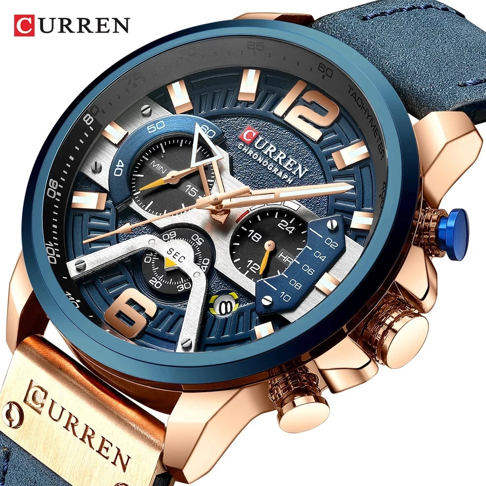 Top Brand Luxury CURREN Chronograph Mens Watches Waterproof Sport Quartz Watch